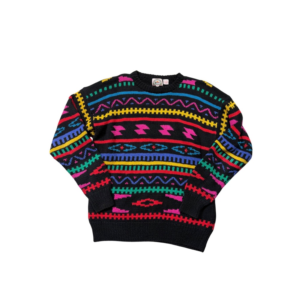Vintage Country Clothing Co Funky Geometric Sweater Ramie Cotton 80s 90s M